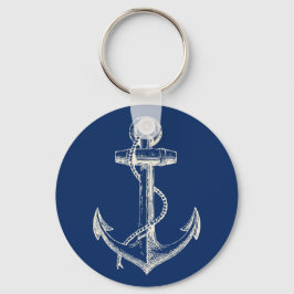 Anchor Nautical Sleutelhanger Gift Navy Blue White