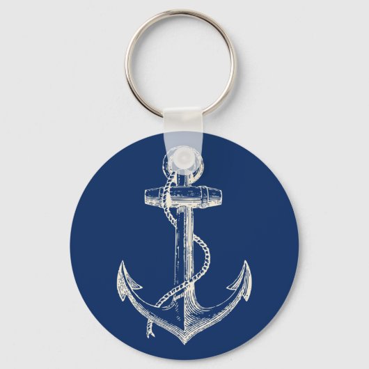 Anchor Nautical Sleutelhanger Gift Navy Blue White (Voorkant)