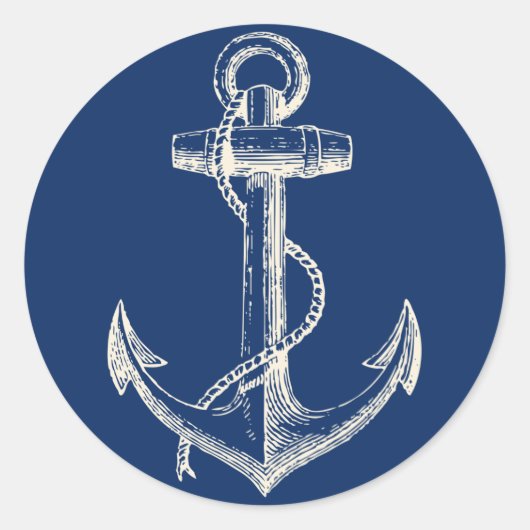 Anchor Nautical Sticker Decor Blue White (Voorkant)