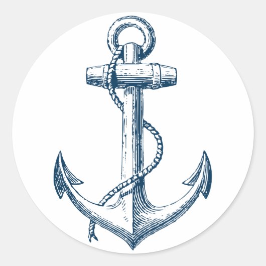 Anchor Nautical Sticker Decor Gift Navy Blue White (Voorkant)