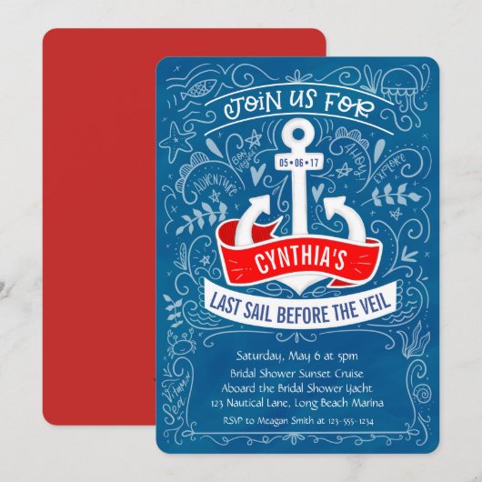Anchor Nautical Vrijgezellenfeest Cruise Kaart (Voorkant / Achterkant)