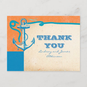 Anchor Nautical Wedding Bedankt Briefkaarten