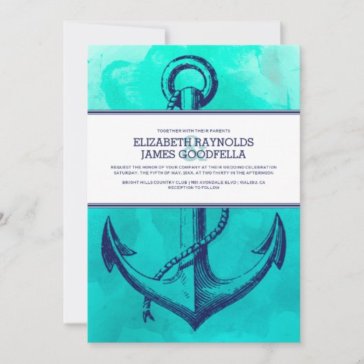 anchor Nautical Wedding Invitations Kaart (Voorkant)