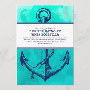  anchor Nautical Wedding Invitations Kaart