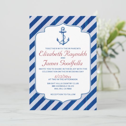 Anchor Nautical Wedding Invitations Kaart (Staand voorkant)