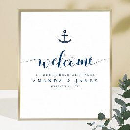 Anchor Nautical Wedding Rehearsal Dinner Welkom Poster