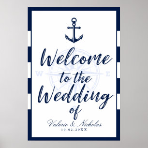 Anchor Nautical Wedding Welkom Poster