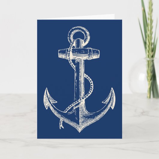 Anchor Nautical Wenskaart Gift Navy Blue White Kaart (Voorkant)