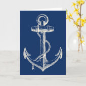 Anchor Nautical Wenskaart Gift Navy Blue White Kaart (Gele Bloem)