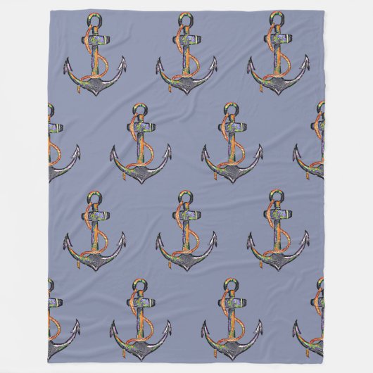 ANCHOR Nautische Waterverf grungy ontwerp 1 Fleece Deken (Voorkant)