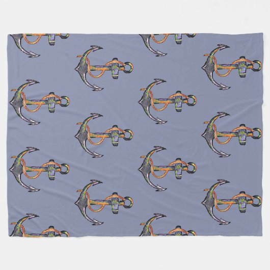 ANCHOR Nautische Waterverf grungy ontwerp 1 Fleece Deken (Voorkant (Horizontaal))