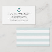 Anchor Navy Blue Baby shower Book Request Informatiekaartje (Voorkant / Achterkant)