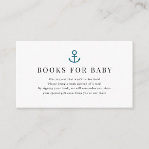 Anchor Navy Blue Baby shower Book Request Informatiekaartje