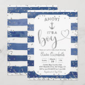 Anchor Navy Blue en Silver Stripes Het is een jong Kaart (Voorkant / Achterkant)