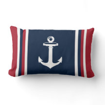 Anchor Navy Blue Red Nautical Sierkussen