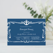 Anchor Navy Blue Rehearsal Dinner Invitations Kaart (Staand voorkant)