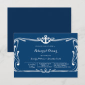 Anchor Navy Blue Rehearsal Dinner Invitations Kaart (Voorkant / Achterkant)