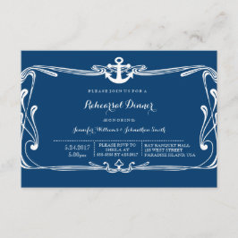 Anchor Navy Blue Rehearsal Dinner Invitations Kaart