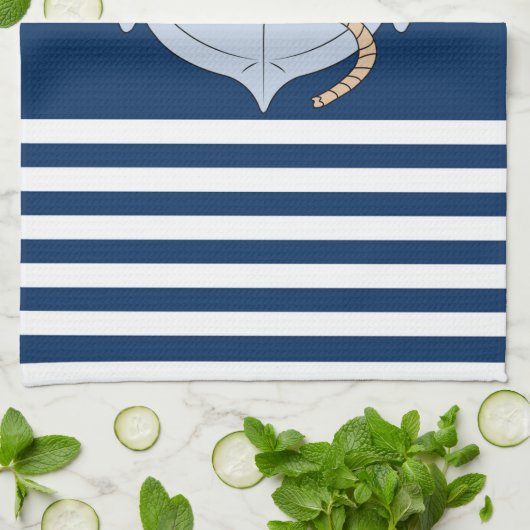Anchor Navy Blue Striped Theedoek (Gevouwen)