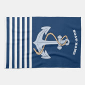 Anchor Navy Blue Striped Theedoek (Horizontaal)