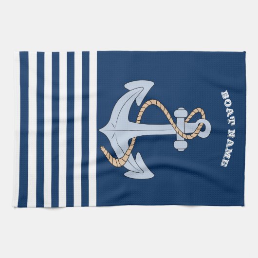Anchor Navy Blue Striped Theedoek (Horizontaal)
