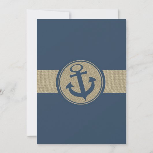 Anchor Navy Blue Stripes Beach Wedding Kaart (Voorkant)