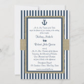 Anchor Navy Blue Stripes Beach Wedding Kaart (Achterkant)