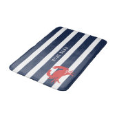 Anchor Navy Blue Stripes Red Crab Boat Name Badmat (Gekanteld)