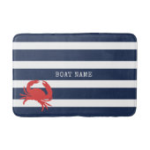 Anchor Navy Blue Stripes Red Crab Boat Name Badmat (Voorkant)