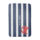 Anchor Navy Blue Stripes Red Crab Boat Name Badmat (Voorkant Verticaal)