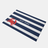 Anchor Navy Blue Stripes Red Crab Boat Name Deurmat (Schuin)