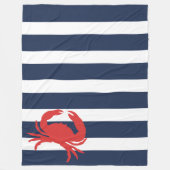 Anchor Navy Blue Stripes Red Crab Fleece Deken (Voorkant)