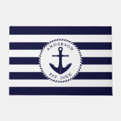 Anchor Navy Blue White - gepersonaliseerd autisch Deurmat (Voorkant)