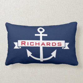 Anchor Navy Blue White Nautical Monogram Pillow Kussen