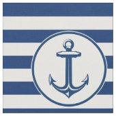 Anchor Navy Blue White Stripes Stof (Close Up)