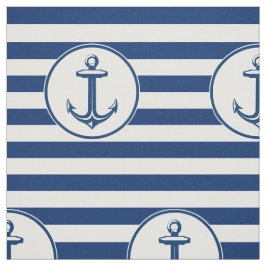 Anchor Navy Blue White Stripes Stof