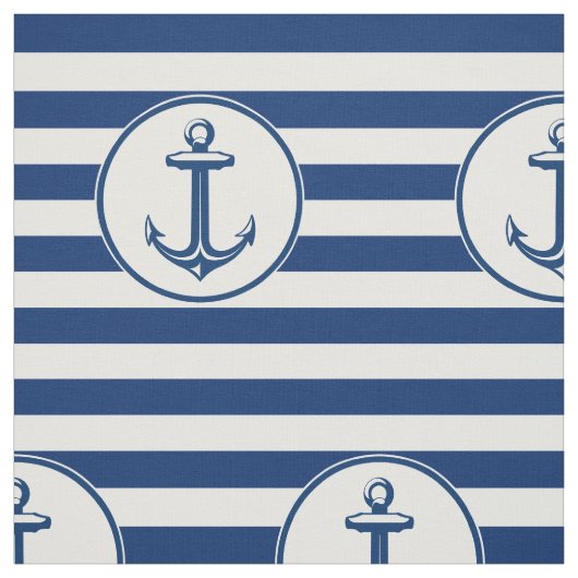 Anchor Navy Blue White Stripes Stof (Swatch)