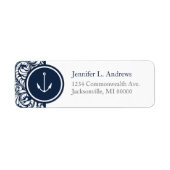 Anchor Navy Damask Adresetiketten Etiket (Voorkant)
