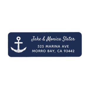 Anchor Navy Nautical Sailing Return Address Etiket