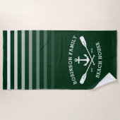 Anchor Oars Familienaam Beach House Forest Green Strandlaken (Voorkant)