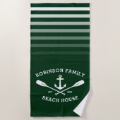 Anchor Oars Familienaam Beach House Forest Green Strandlaken (Voorkant)