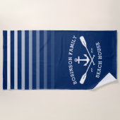 Anchor Oars familienaam Beach House Navy Blue Strandlaken (Voorkant)