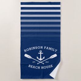 Anchor Oars familienaam Beach House Navy Blue Strandlaken