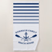 Anchor Oars familienaam Beach House Wit Strandlaken (Voorkant)