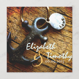 Anchor of Love Wedding Invitation Kaart