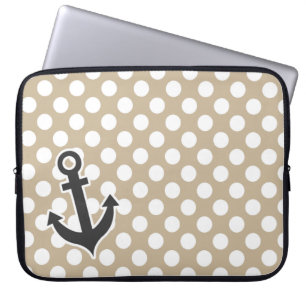 Anchor op Khaki Polka Dots Laptop Sleeve