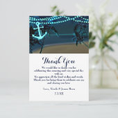 Anchor & Palm Trees Beach Night Wedding Bedankt Kaart (Staand voorkant)