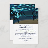 Anchor & Palm Trees Beach Night Wedding Bedankt Kaart (Voorkant / Achterkant)