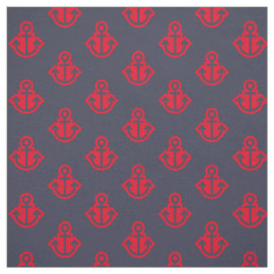Anchor Pattern Fabric in Navy and Red Stof