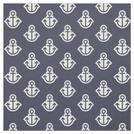 Anchor Pattern Fabric in Navy and White Stof